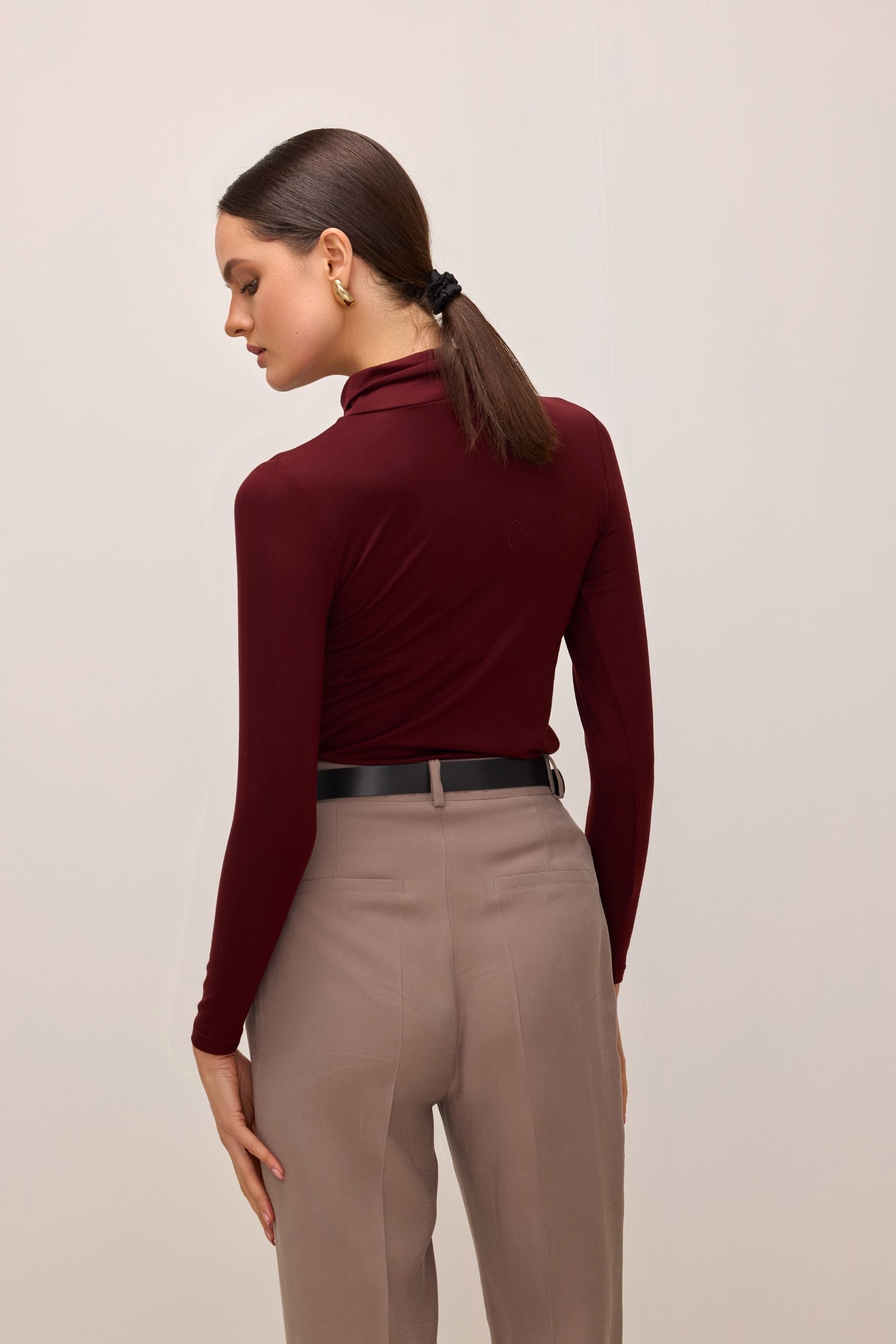 Burgundy Tencel turtleneck