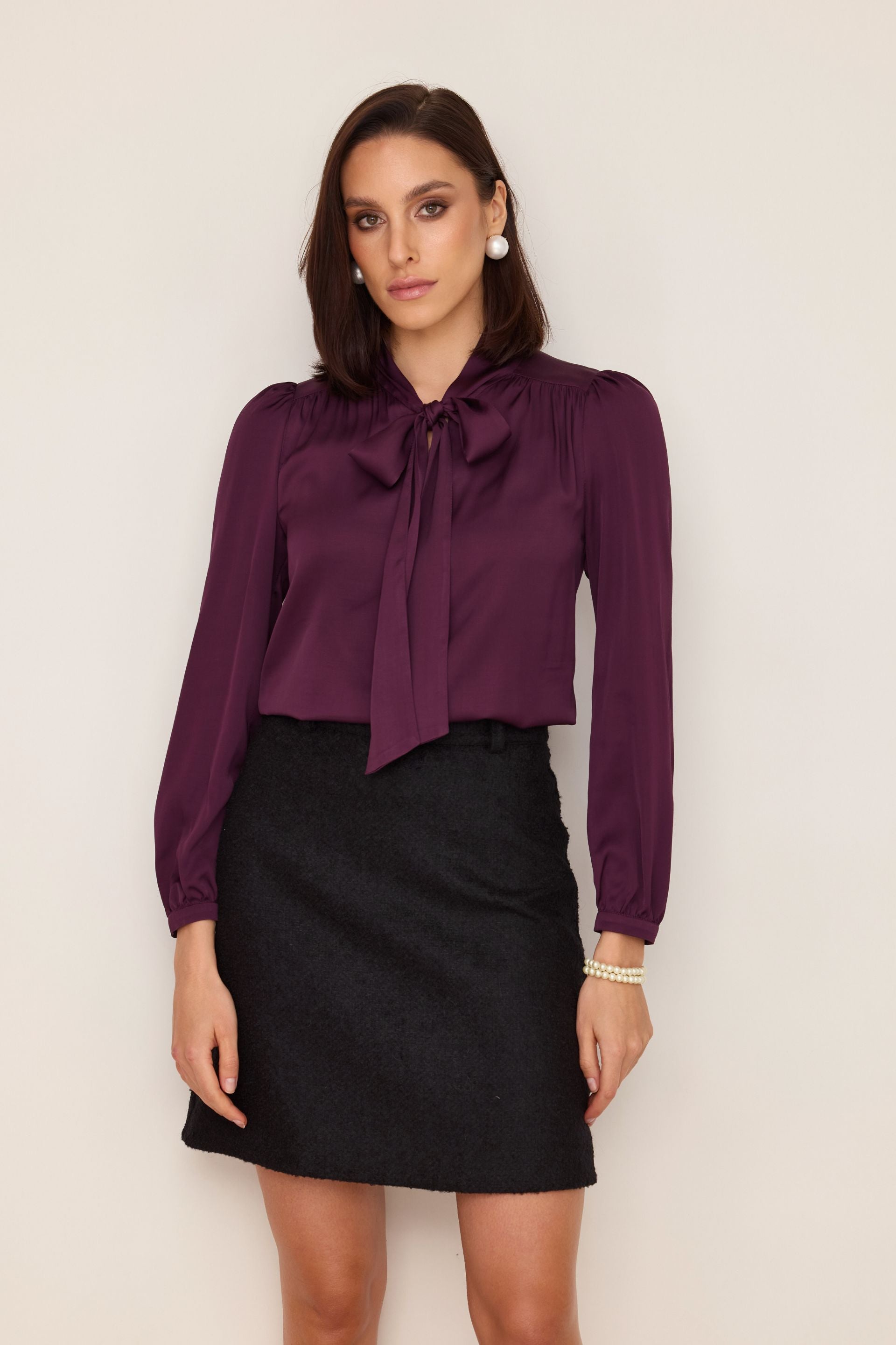 Koszula z wiązaniem śliwka