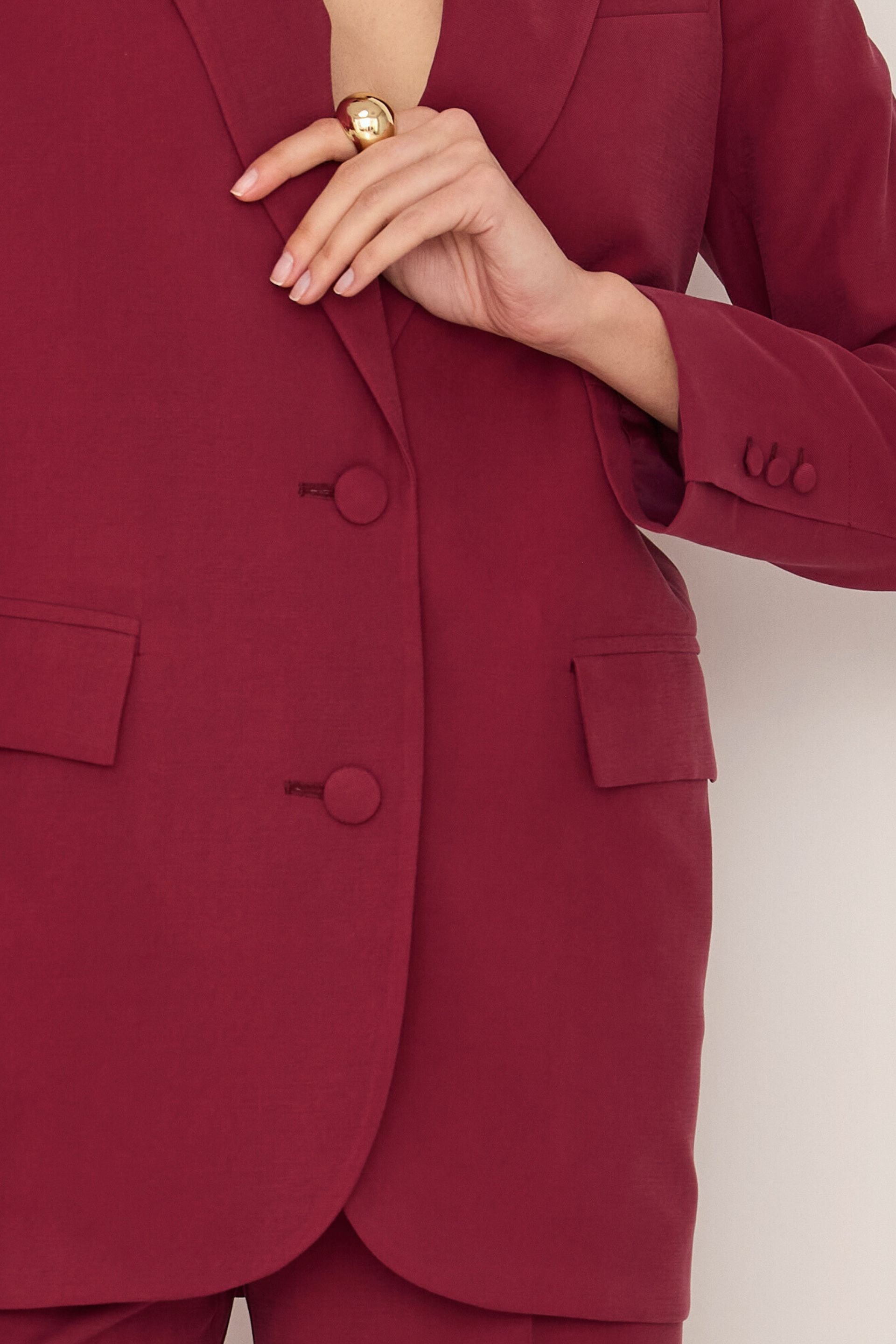 Marynarka o luźnym kroju z guzikami z tkaniny bordowa