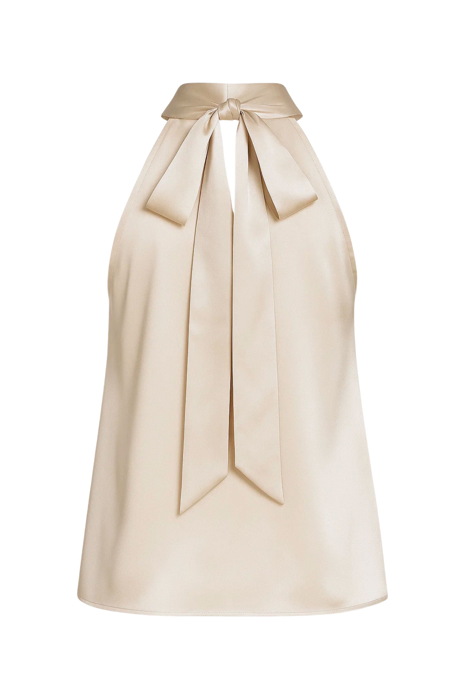 Elegancki top z dekoltem halter złota perła