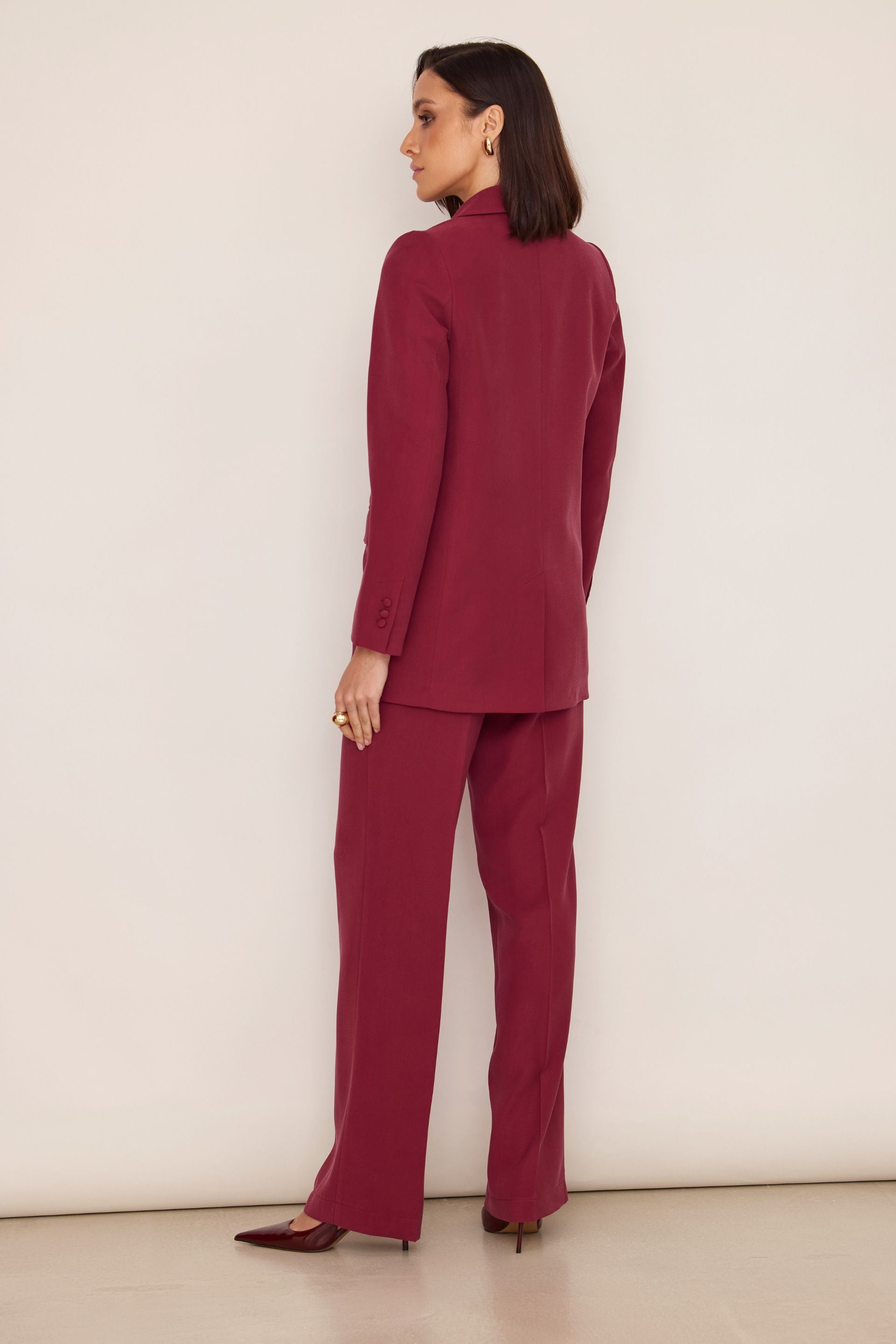 Marynarka o luźnym kroju z guzikami z tkaniny bordowa