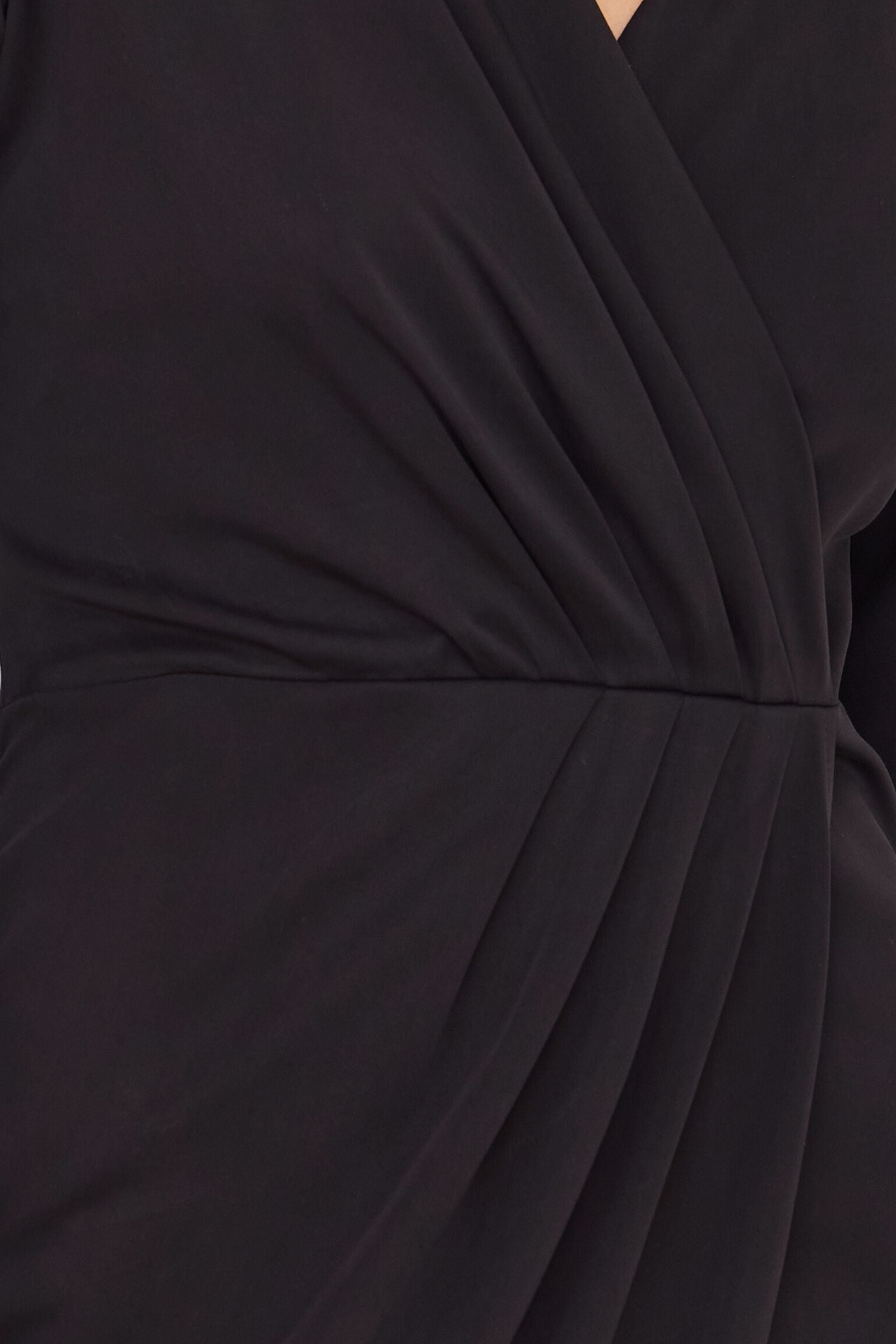 Sukienka kopertowa z zakładkami z lyocellu i wiskozy czarny