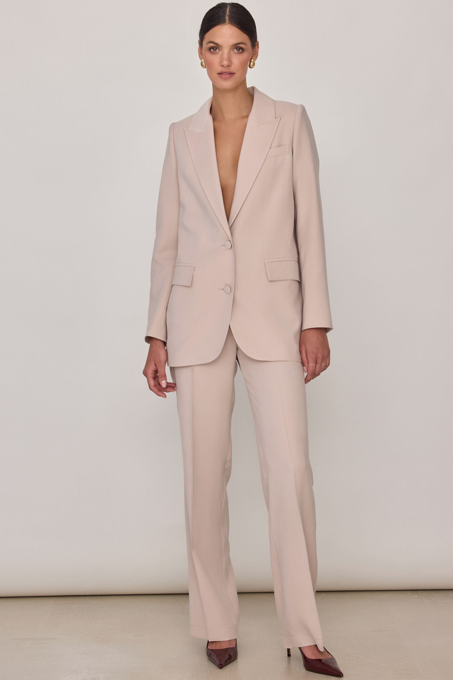 Burgundy wide-leg trousers