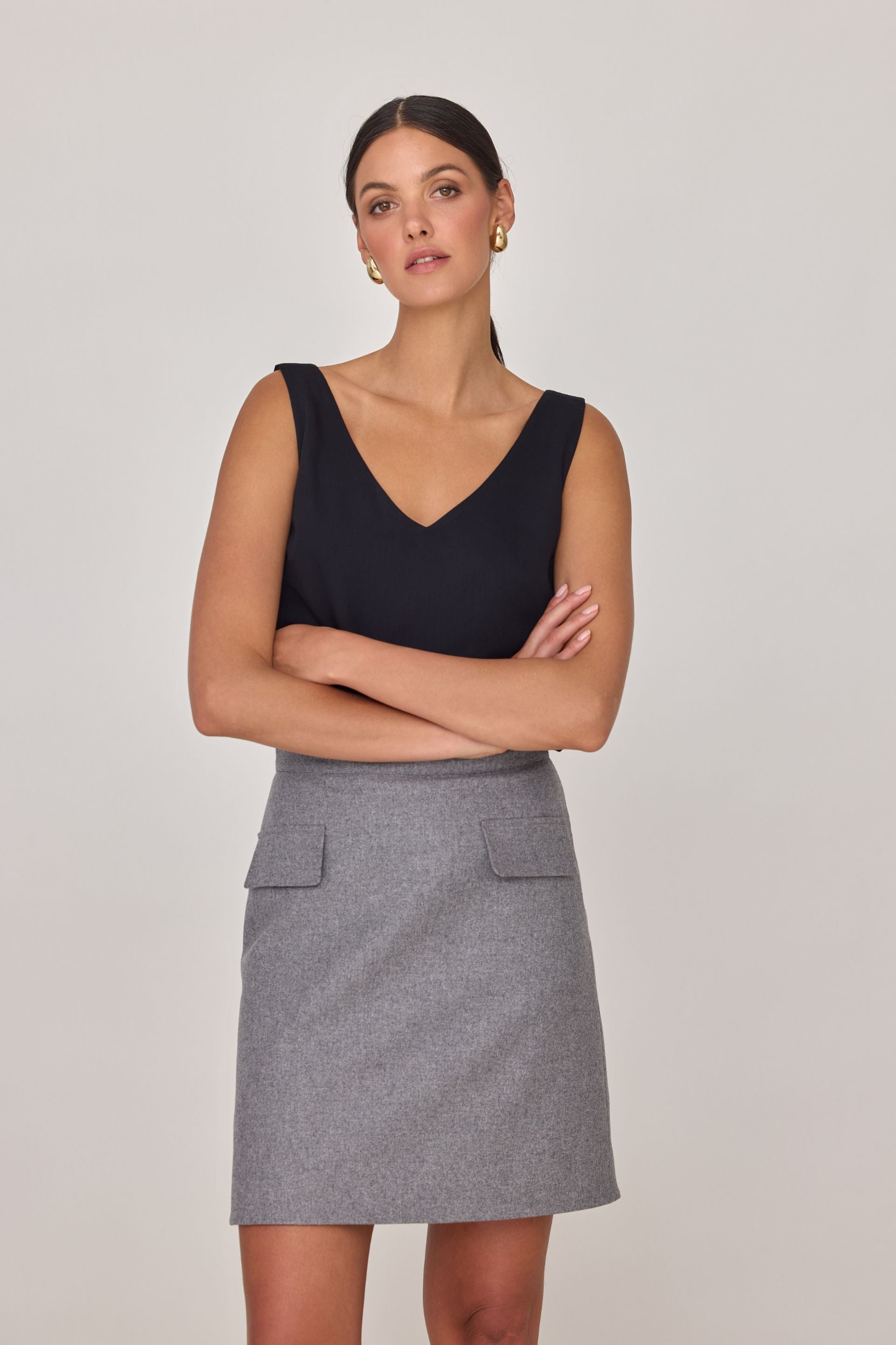 Wełniana spódnica szara