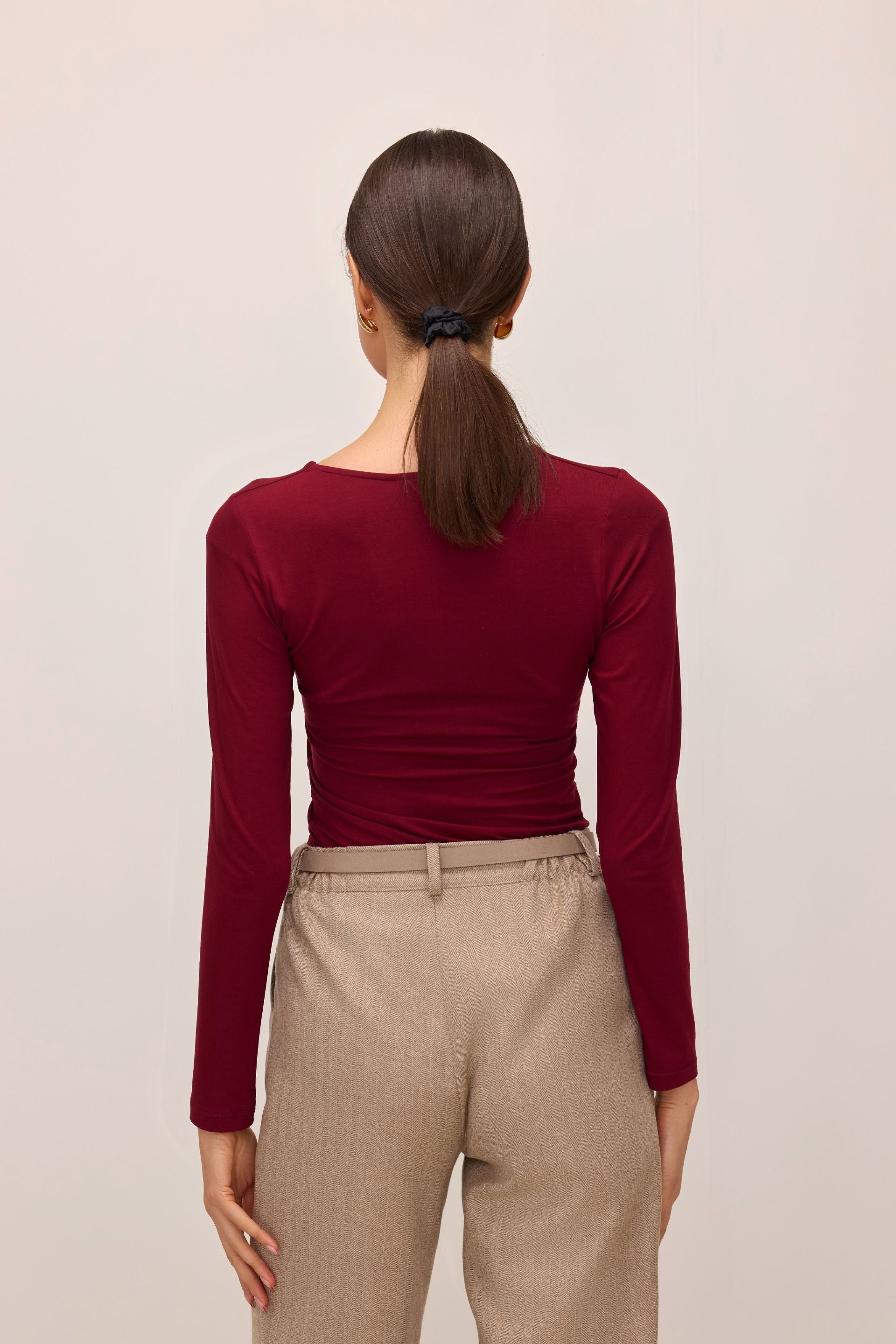 Burgundy square neck blouse