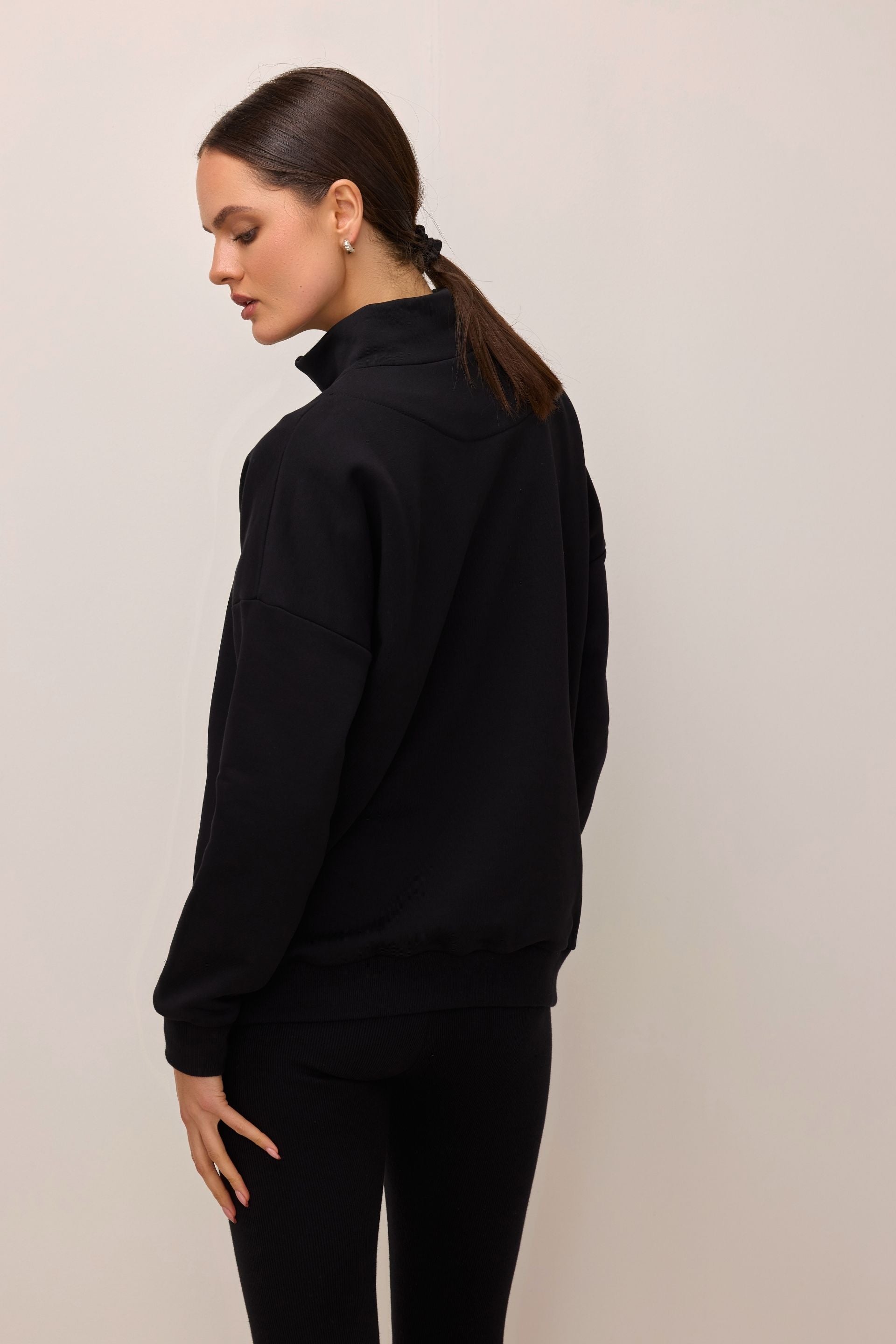 Black zip-up sweatshirt