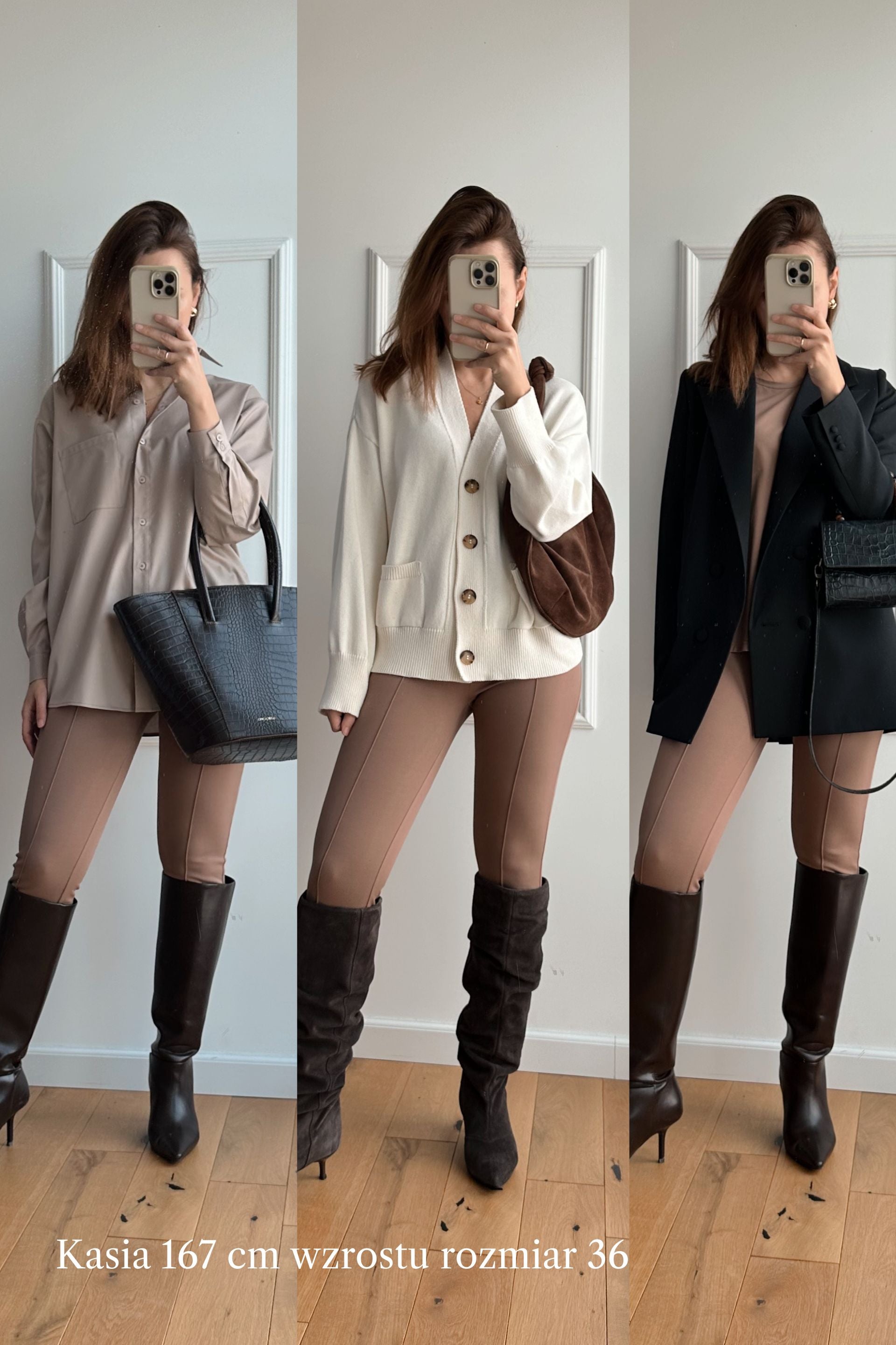 Legginsy z kantem z wiskozy cappucino