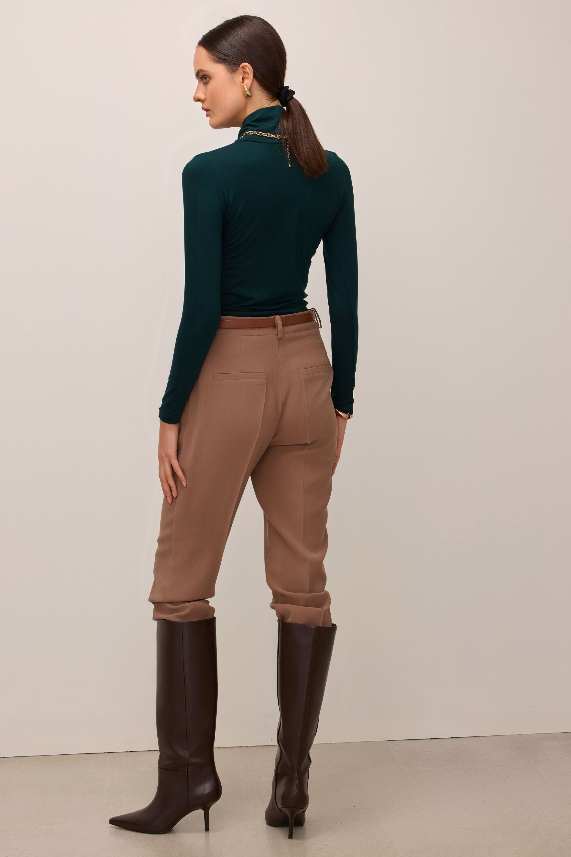 Bottle green Tencel turtleneck