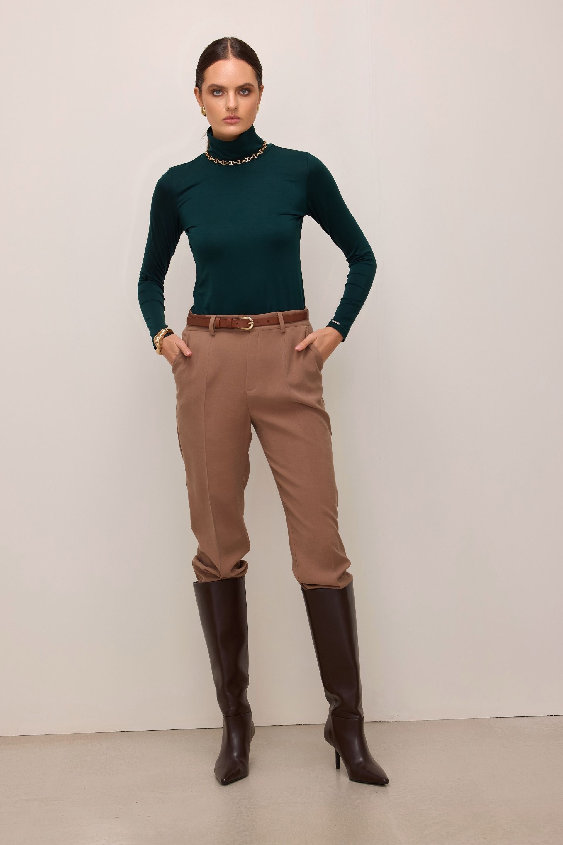 Golf z tencelu butelkowa zieleń