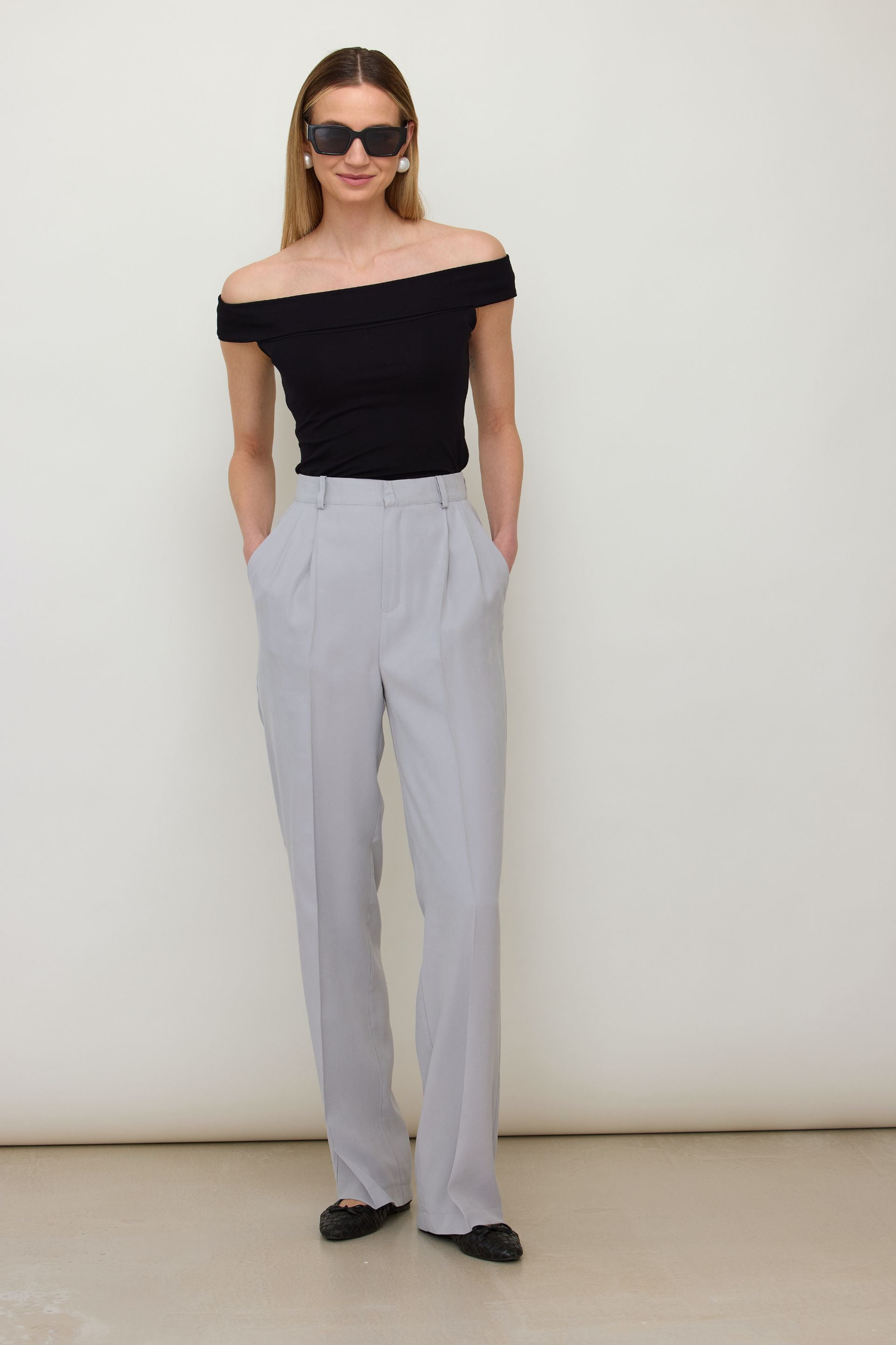 Black off-the-shoulder blouse