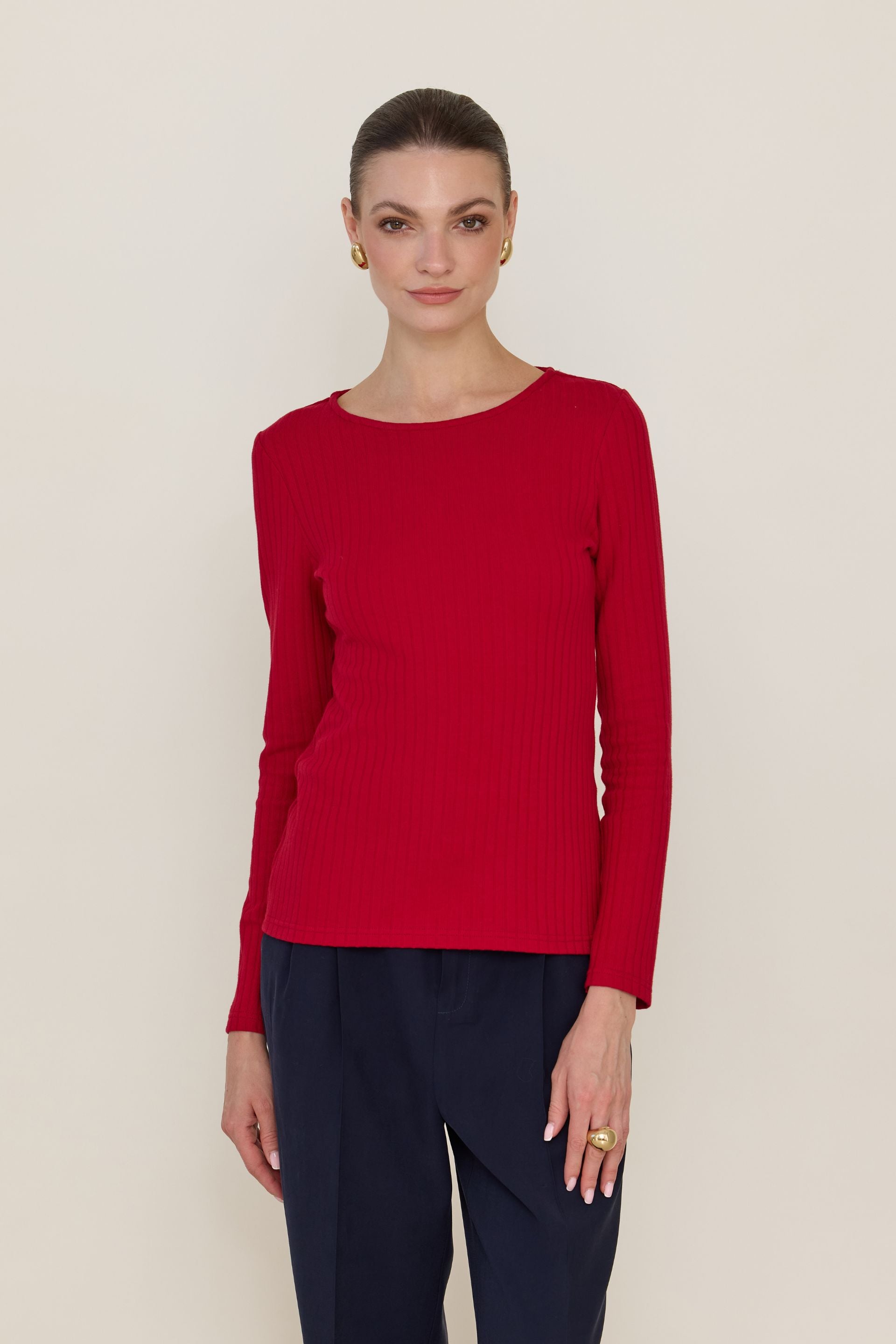 Longsleeve with a wider stripe, dark chocolate