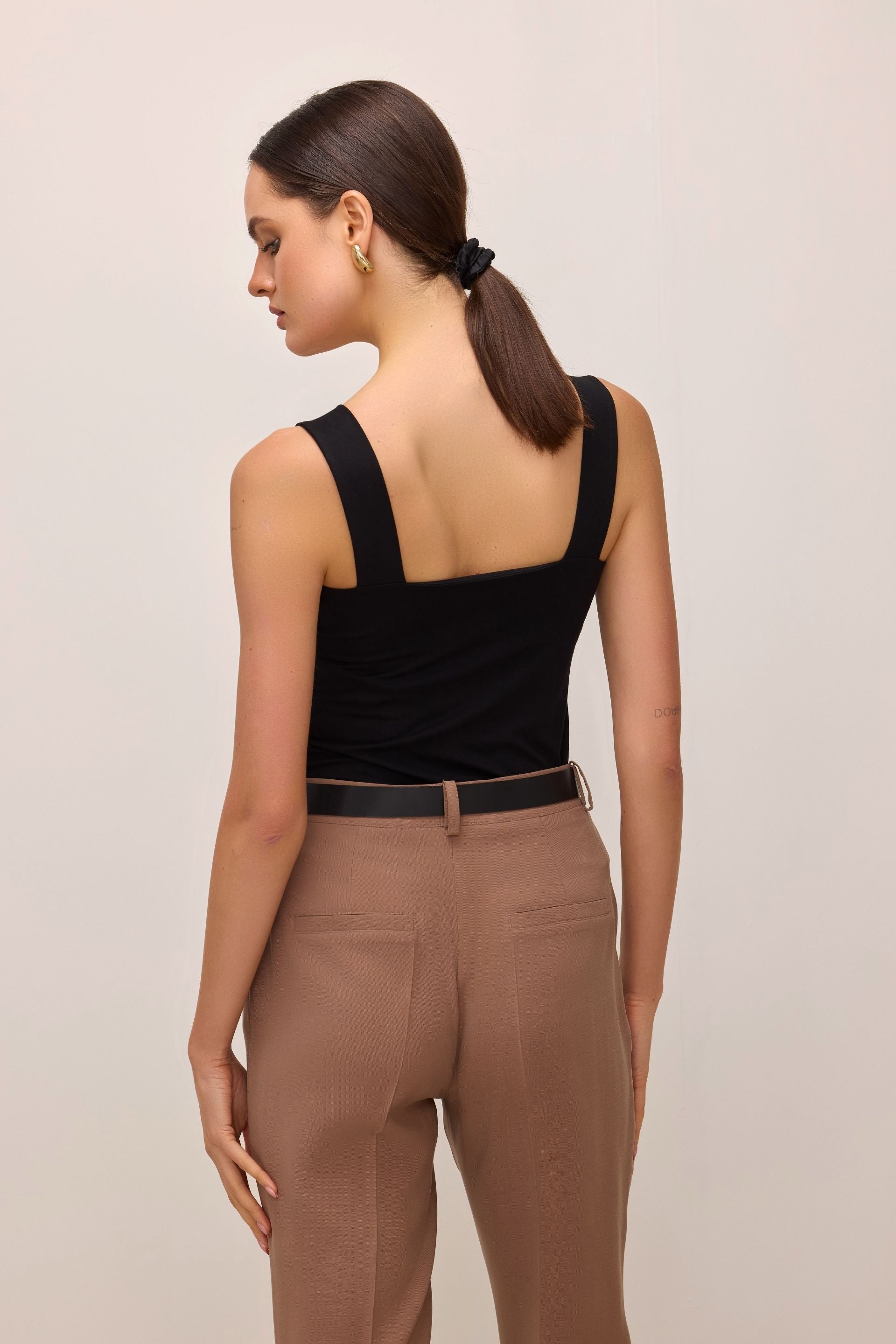 Black square neckline blouse