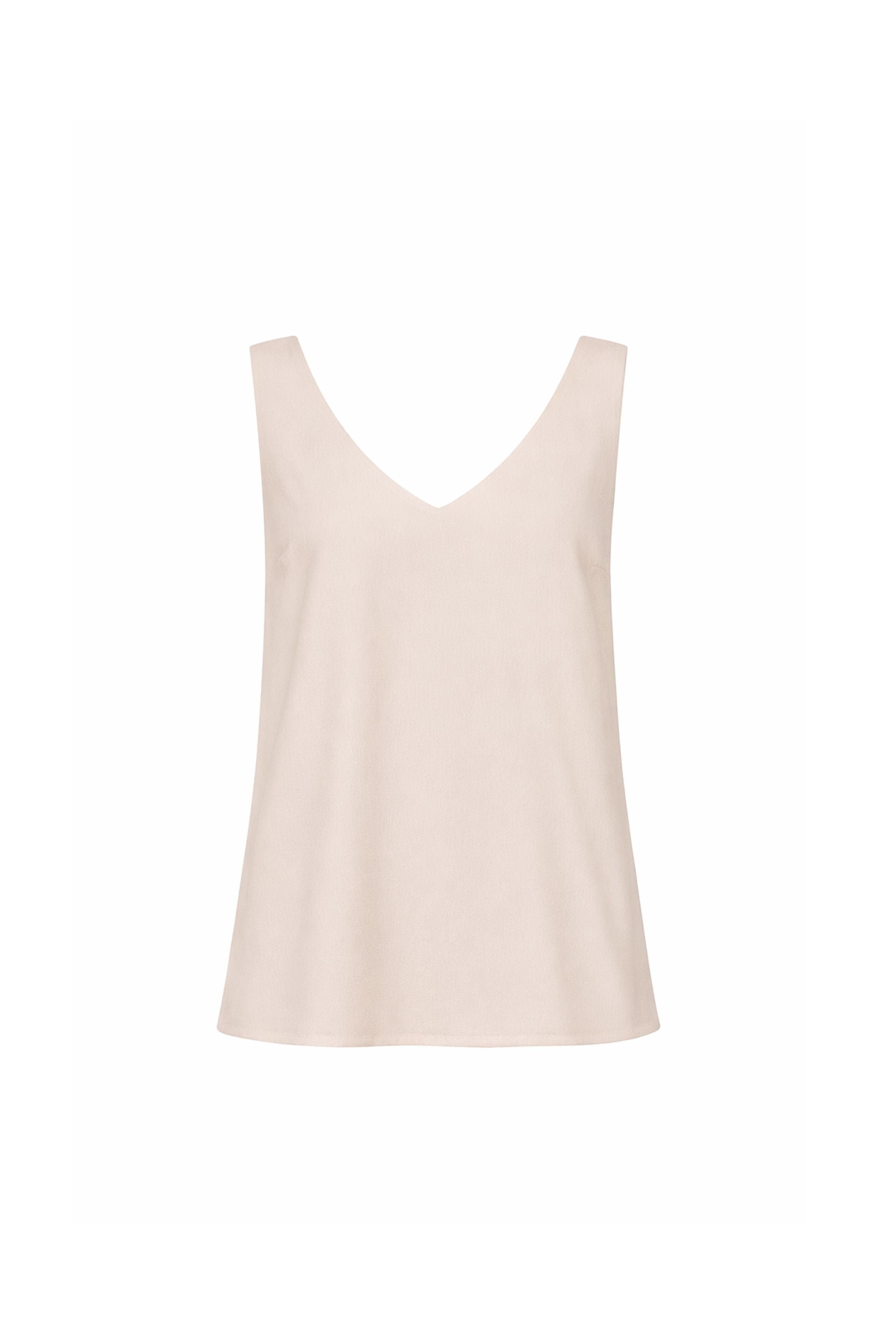 Top na szerokich ramiączkach z wiskozy jasny beż