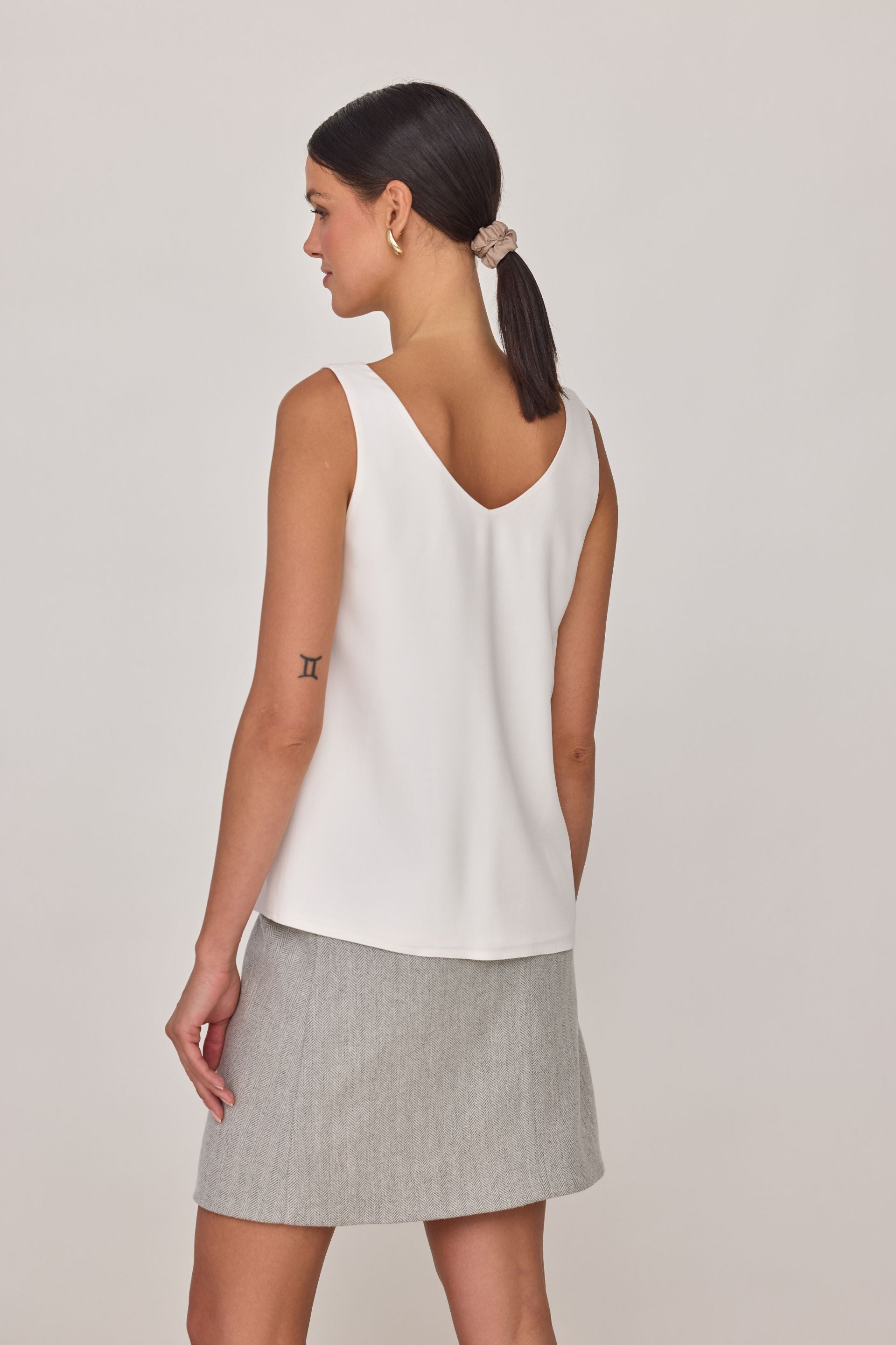 Cream viscose top with wide straps