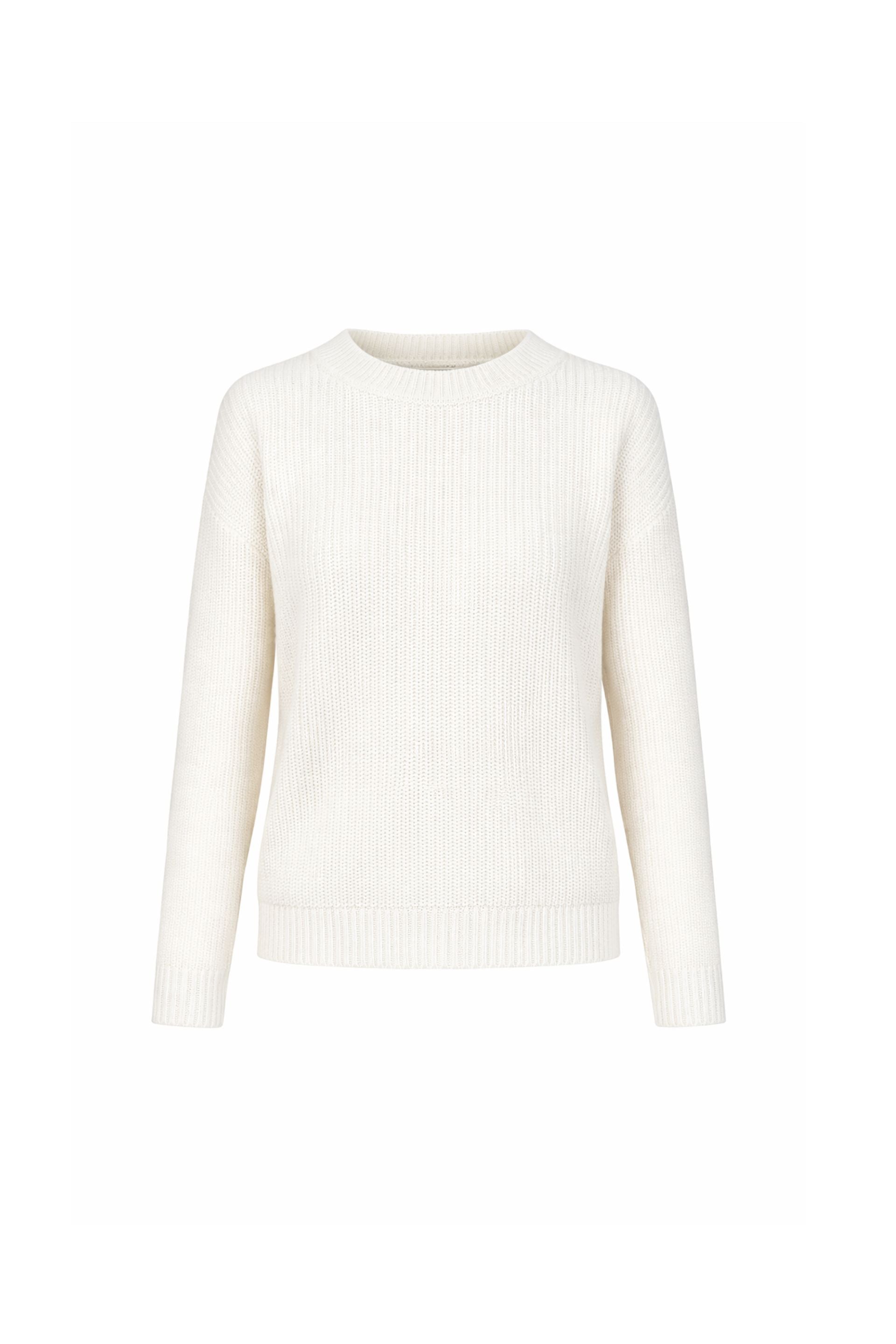 Bawełniany sweter z okrągłym dekoltem krem