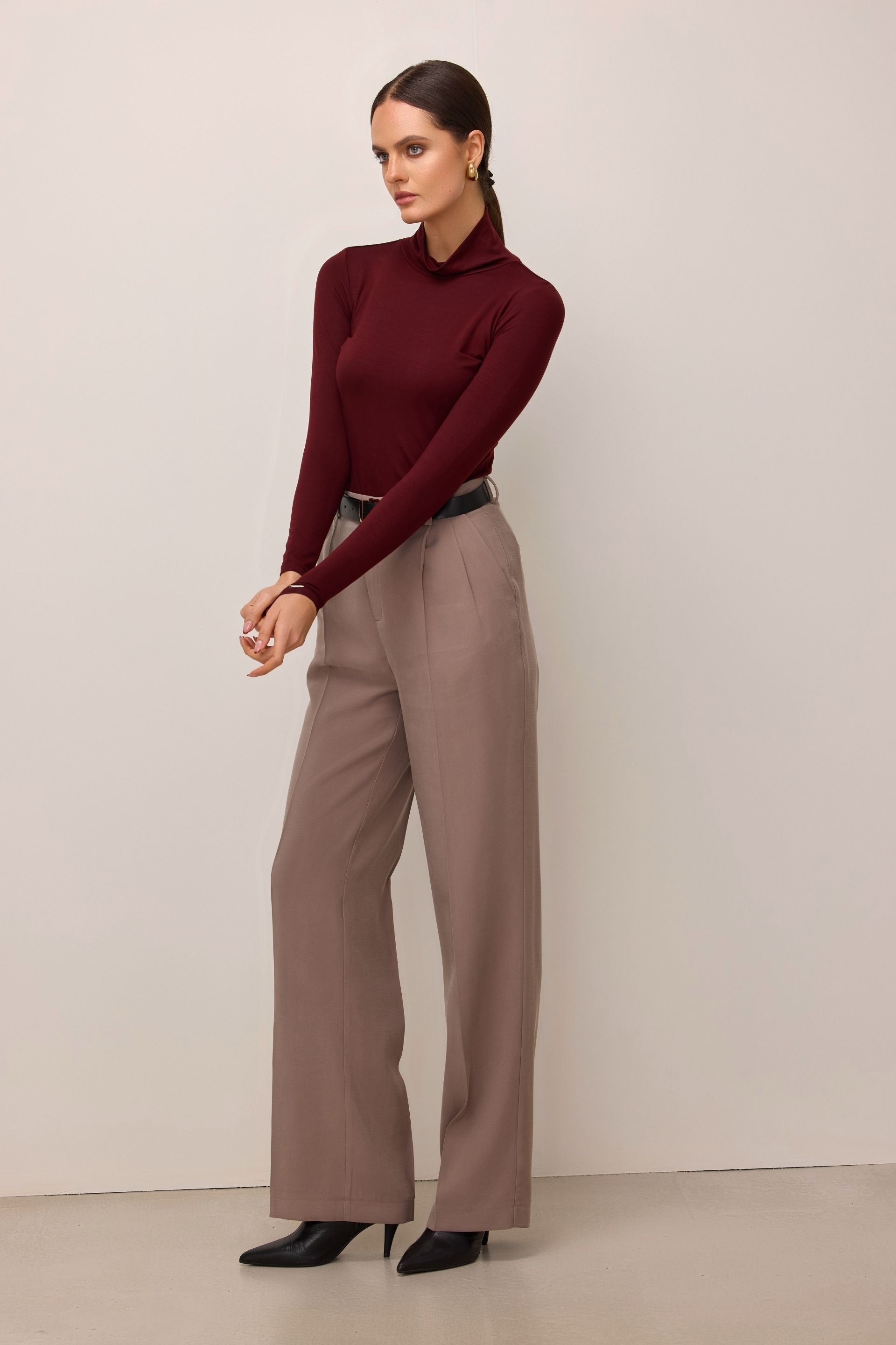 Burgundy Tencel turtleneck