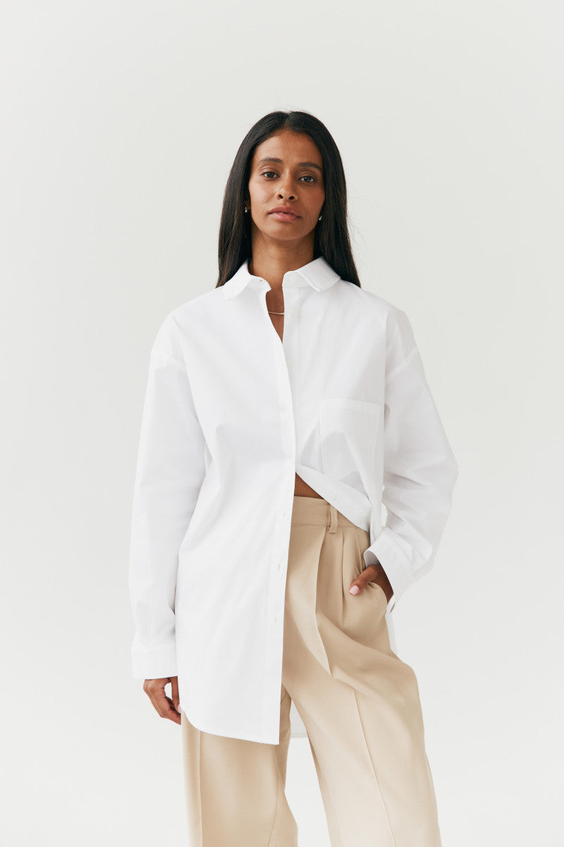 Bawełniana koszula oversize biała