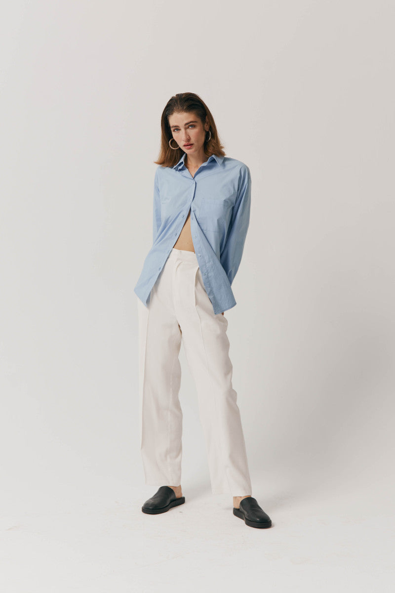 Blue oversized cotton shirt