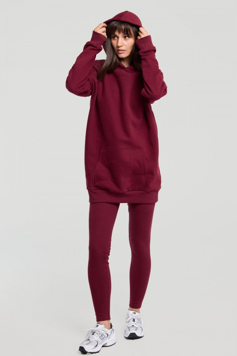 Bawełniane legginsy burgundowe