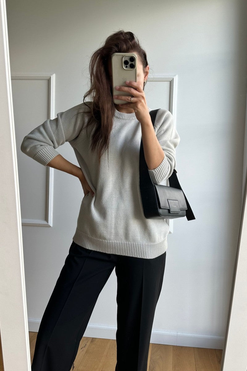 Cotton sweater with raglan sleeves, gray