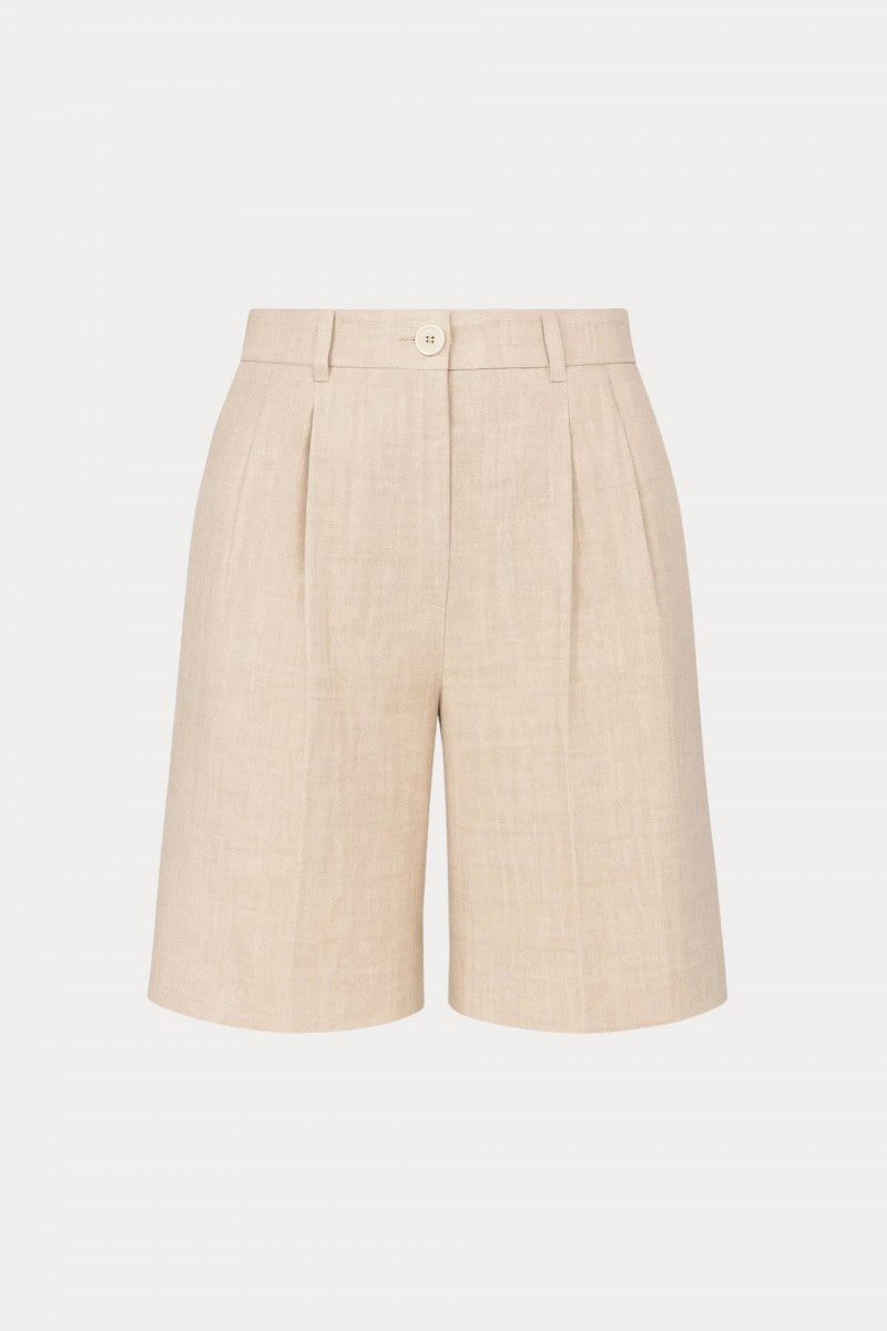 Natural beige ramie Bermuda shorts