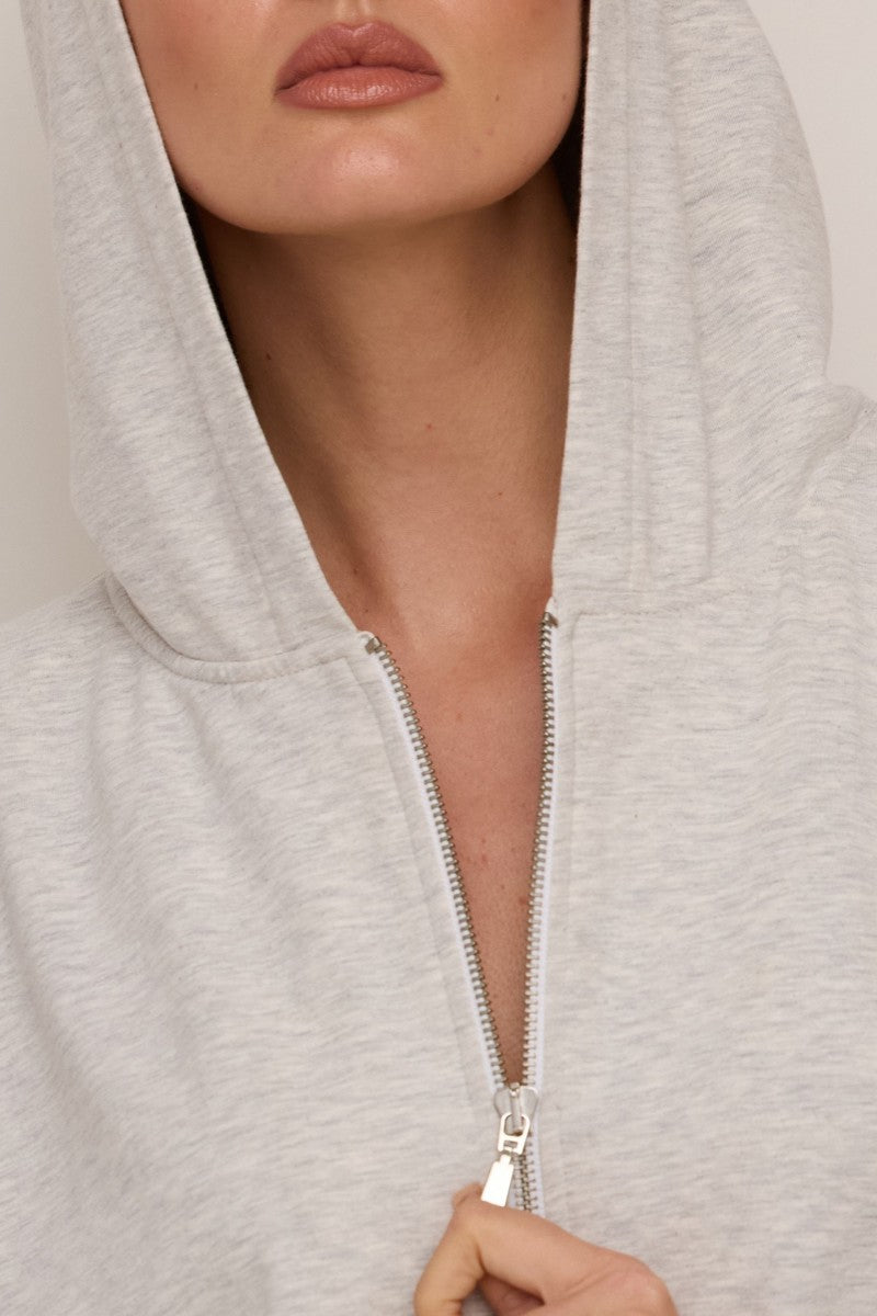Light gray melange zippered sweatshirt