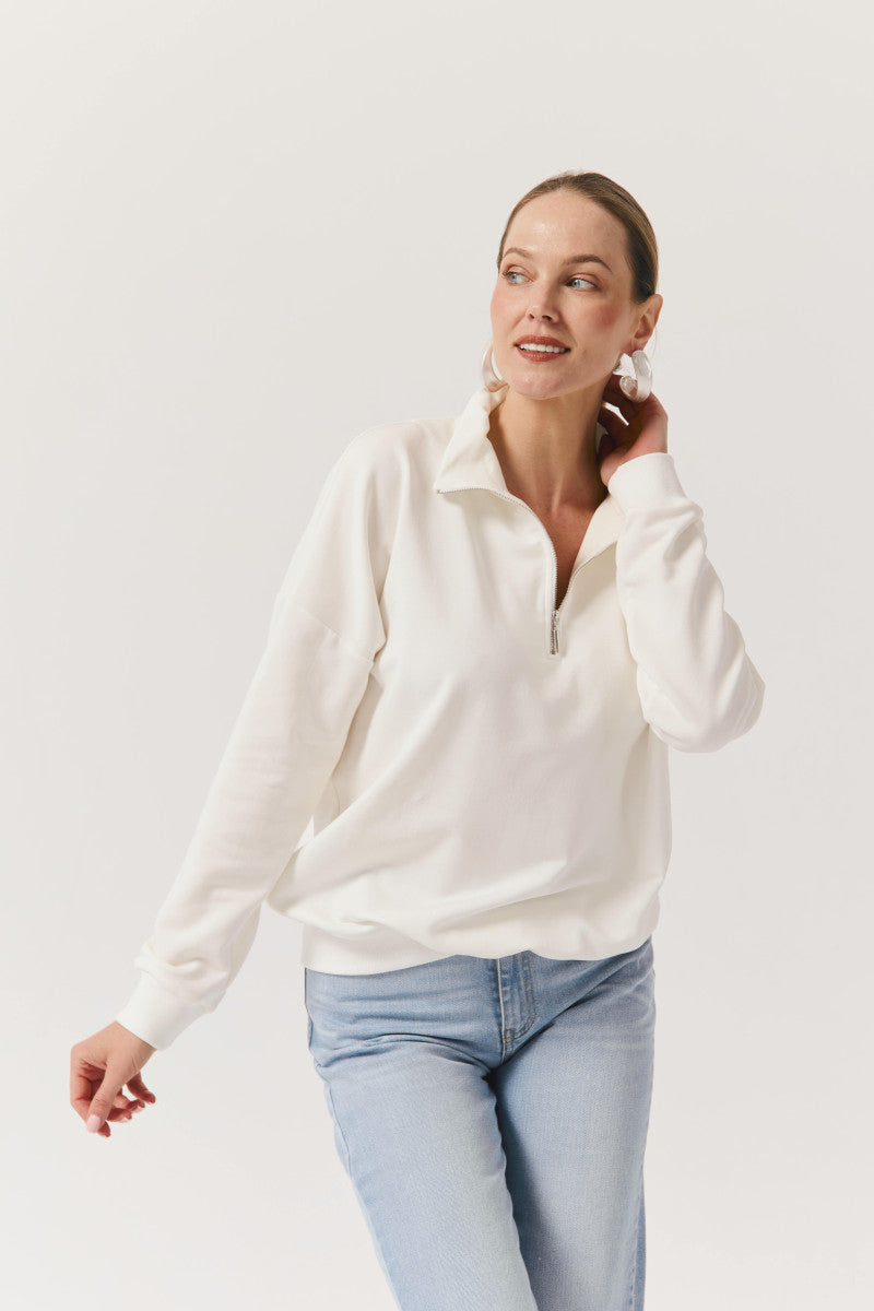 Bluza z zamkiem śmietankowa