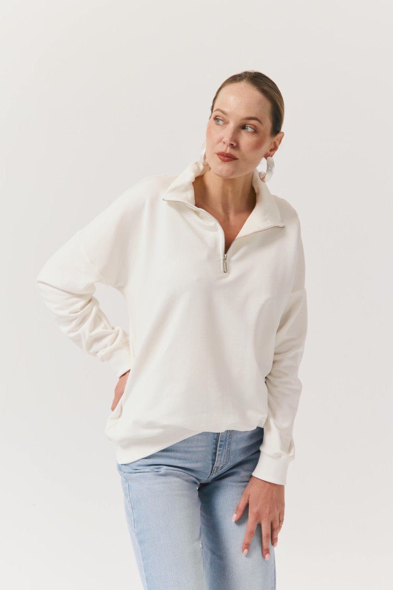 Bluza z zamkiem śmietankowa