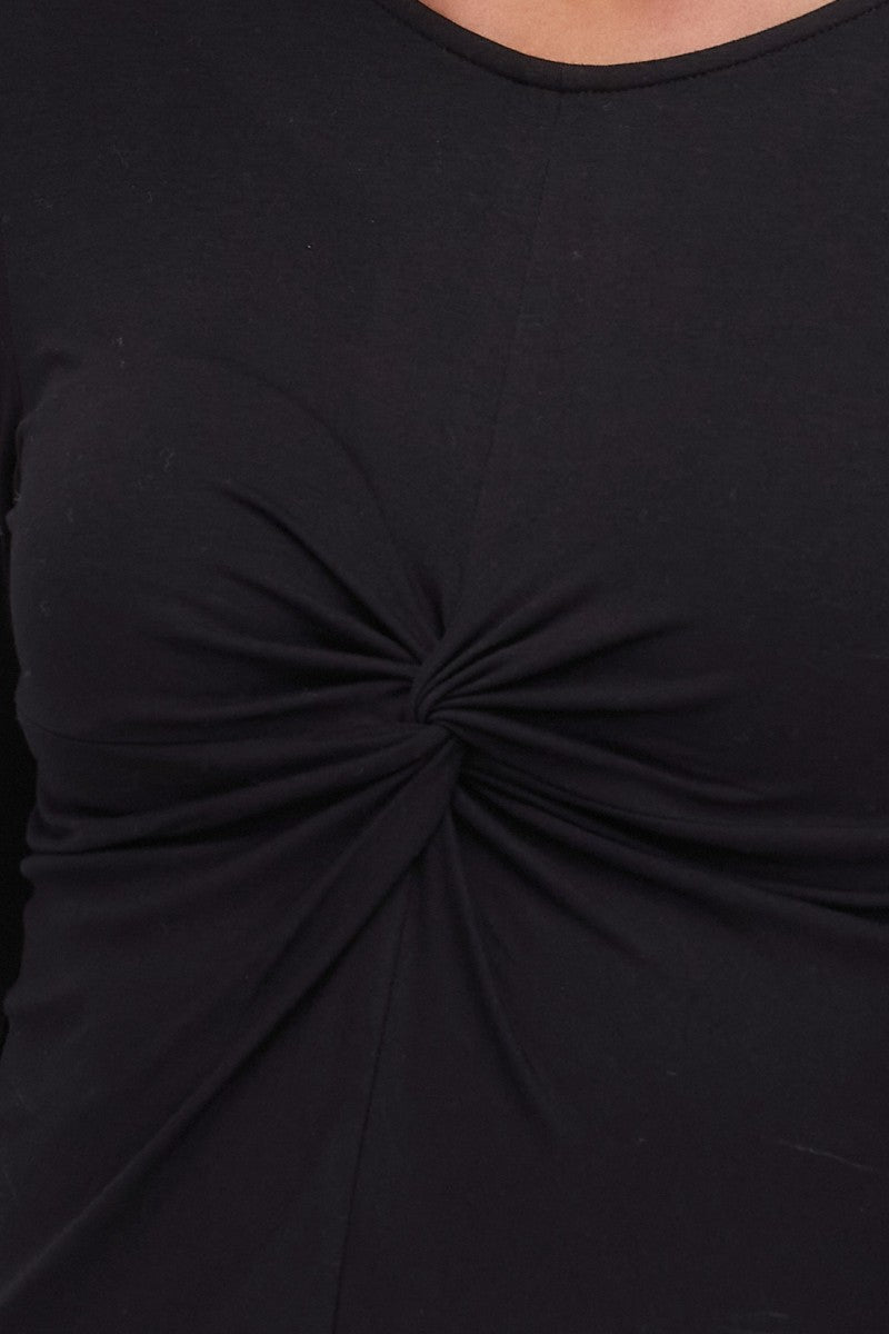 Bluzka basic z zawinięciem czarna