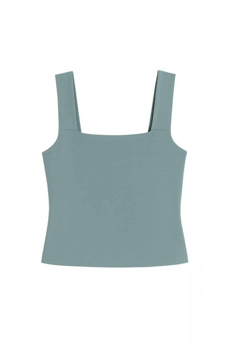 Sage blouse with a square neckline