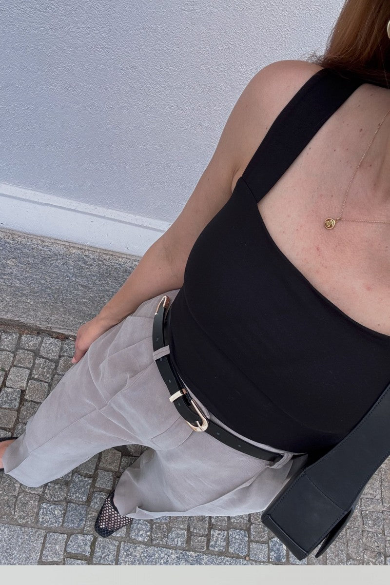 Black square neckline blouse