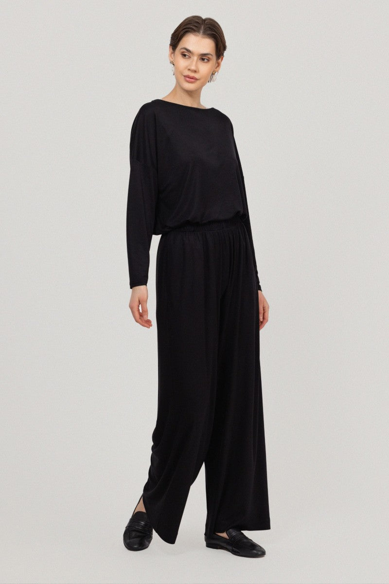 Bluzka o nietoperzowym kroju z bambusa czarna