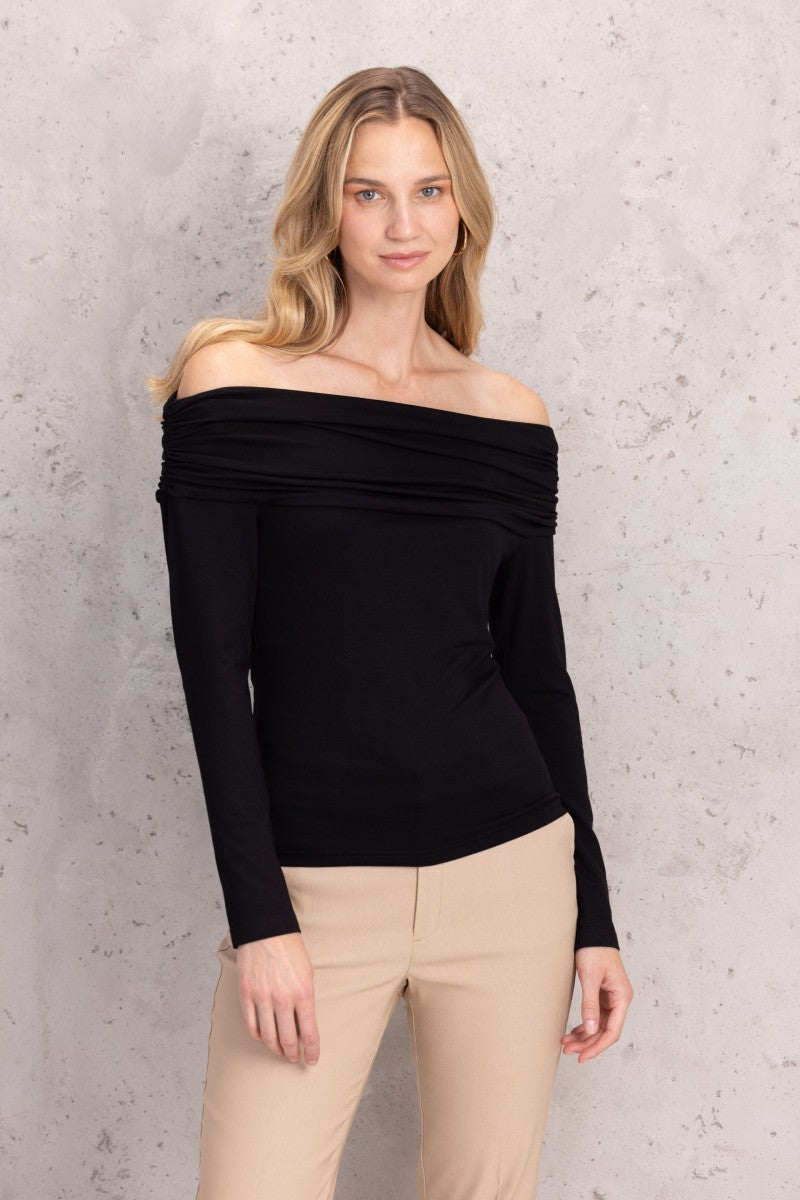 Bluzka typu hiszpanka z długim rękawem czarna