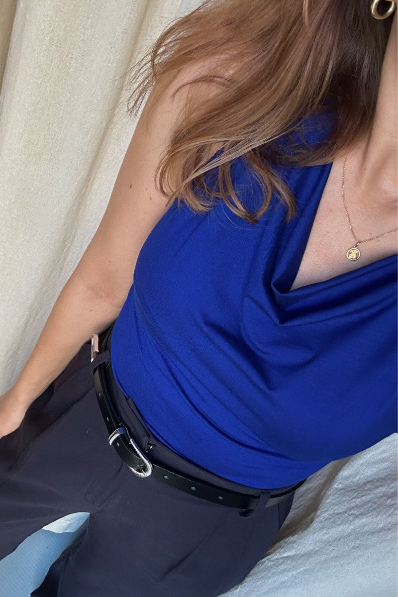 Bluzka z dekoltem typu woda kobaltowa