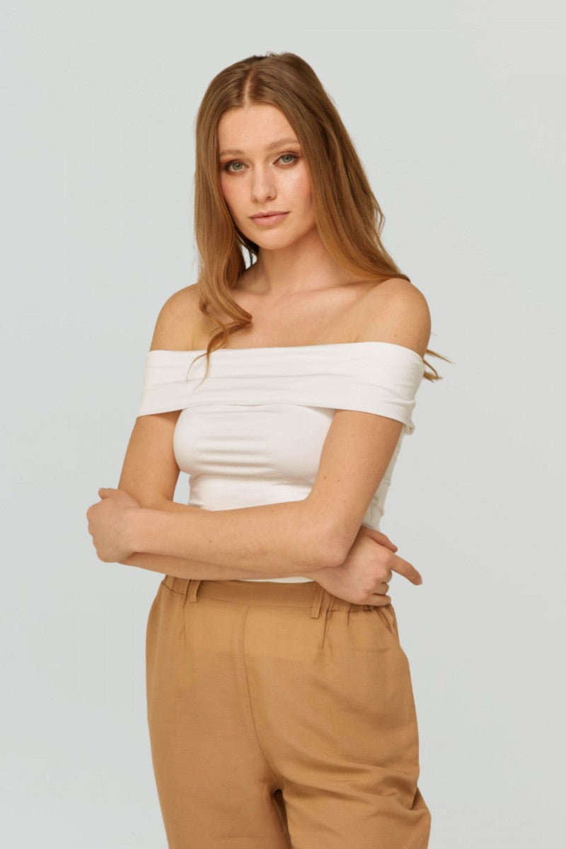 Off-the-shoulder blouse, white