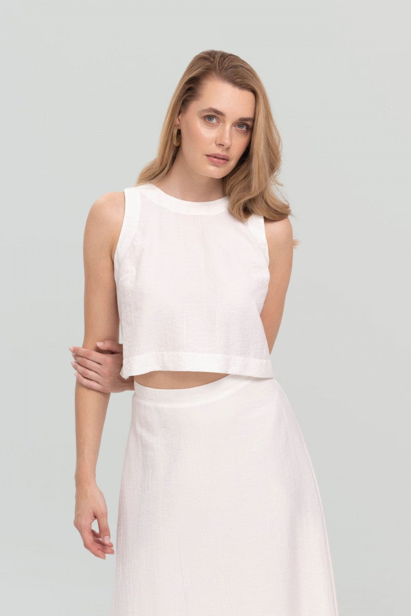 Bluzka z kreszowanej wiskozy biała