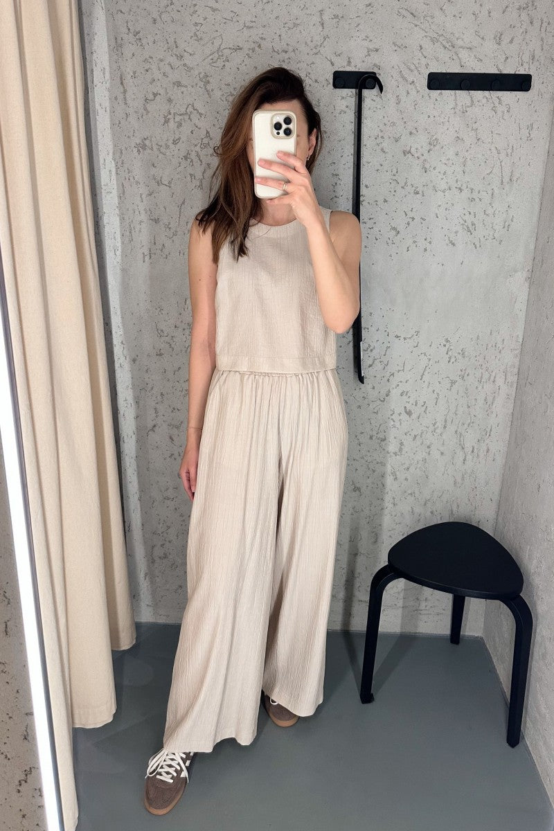 Beige crinkled viscose blouse