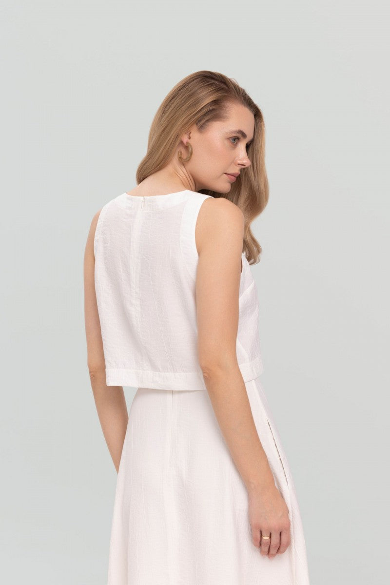 White crinkled viscose blouse