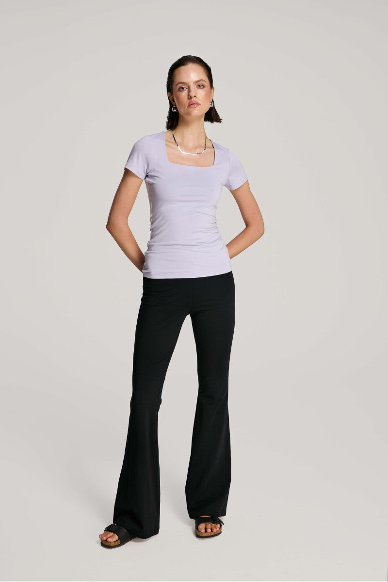 Lilac square neck blouse with short sleeves