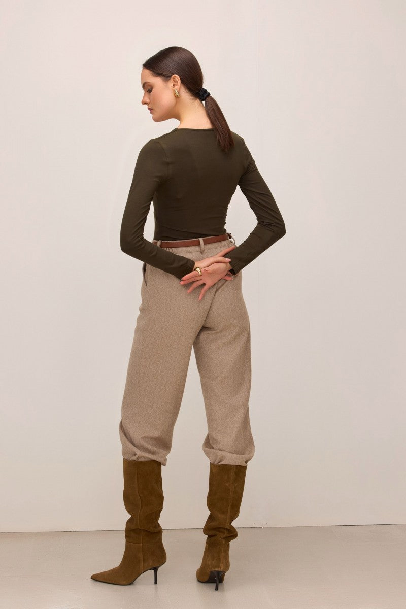 Green square neck blouse