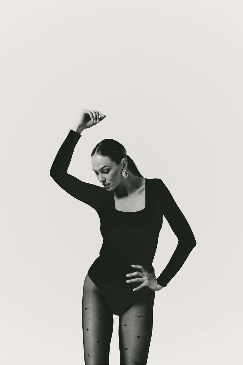 Body z kwadratowym dekoltem czarne