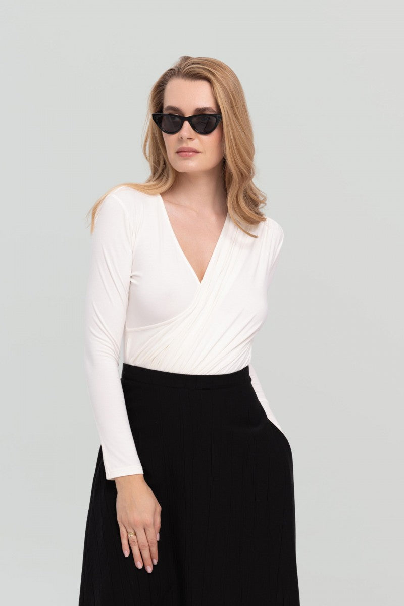 Body z drapowaniem śmietankowa