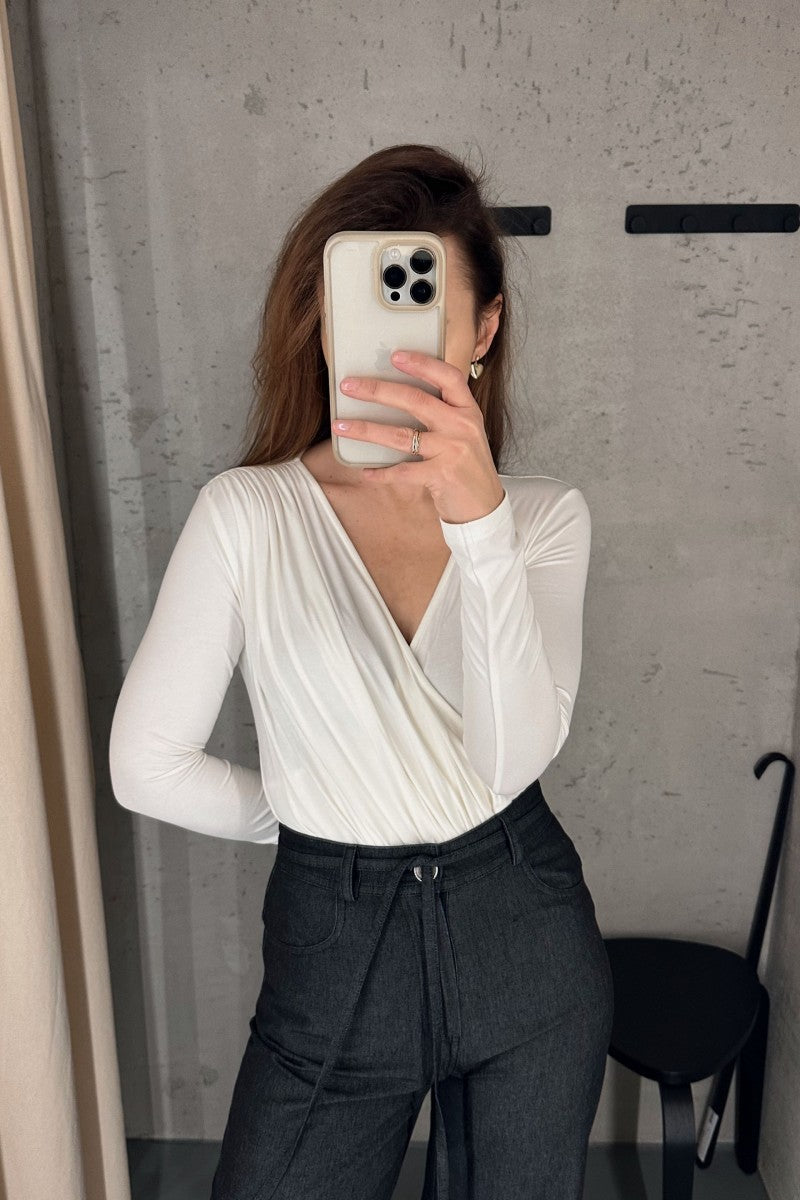 Cream draped bodysuit