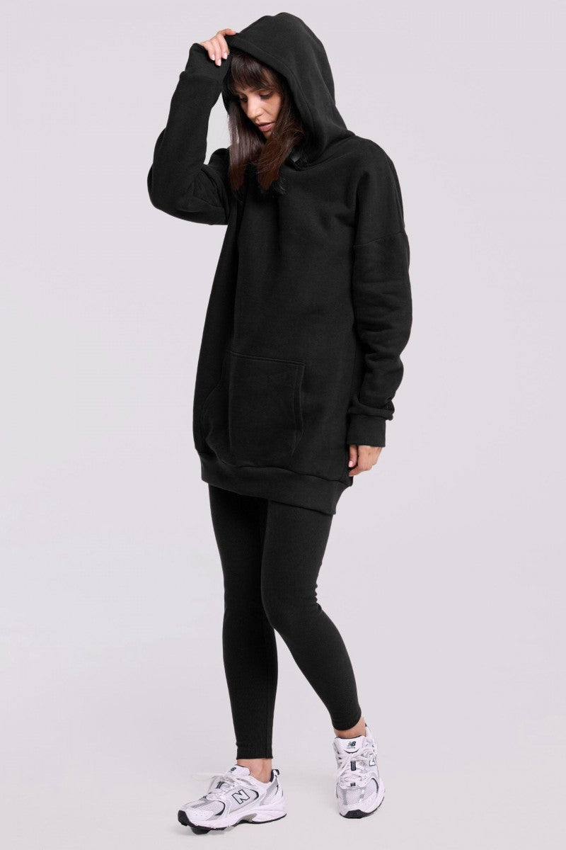 Long black hoodie