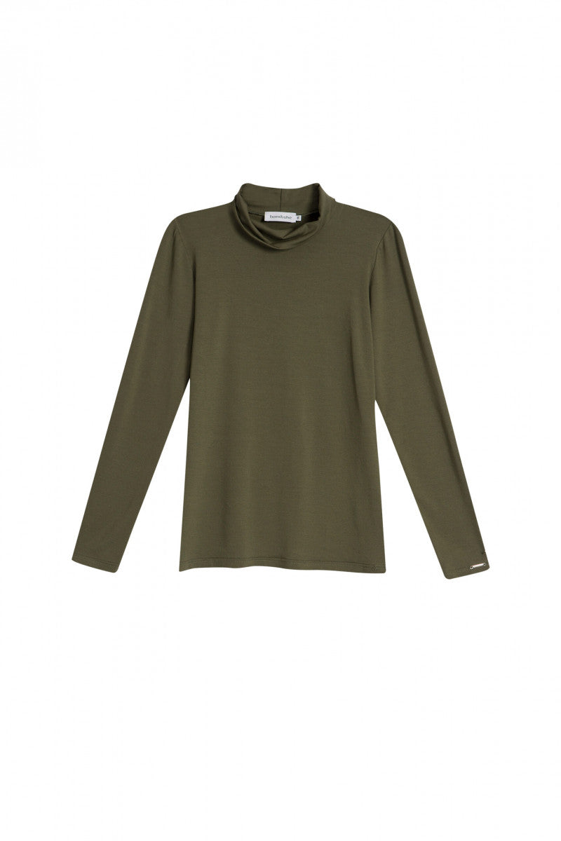 Khaki micromodal turtleneck