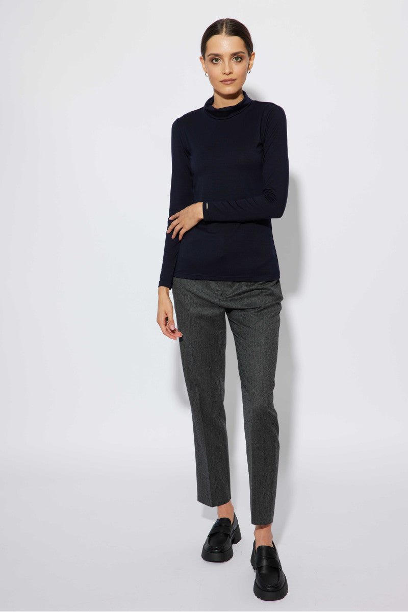 Golf z tencelu granatowy