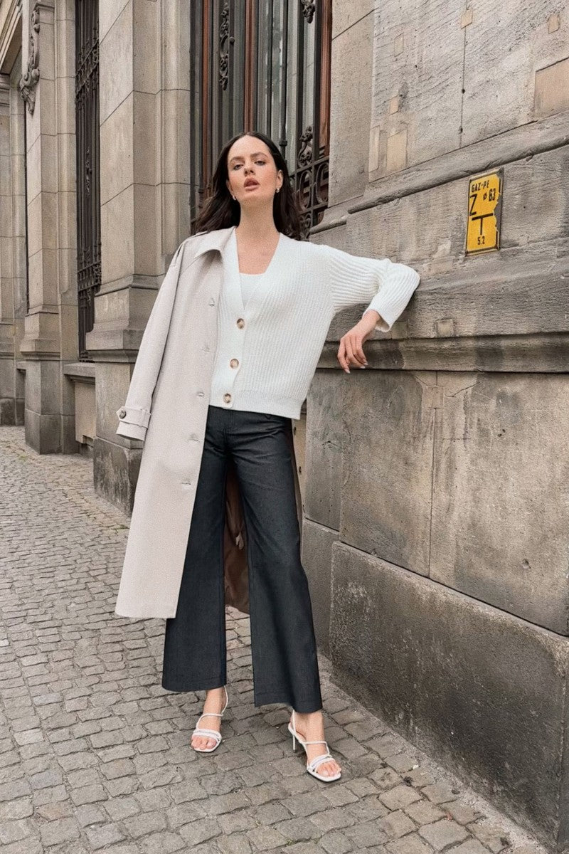 Kardigan na guziki śmietankowa