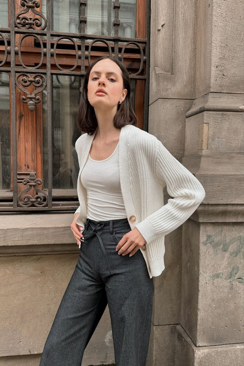 Cream button cardigan