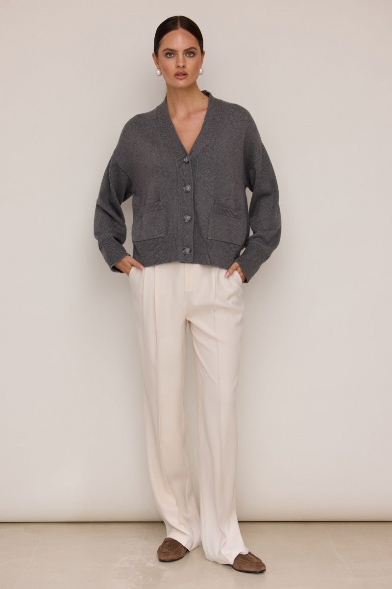 Kardigan z kieszeniami ciemnoszary