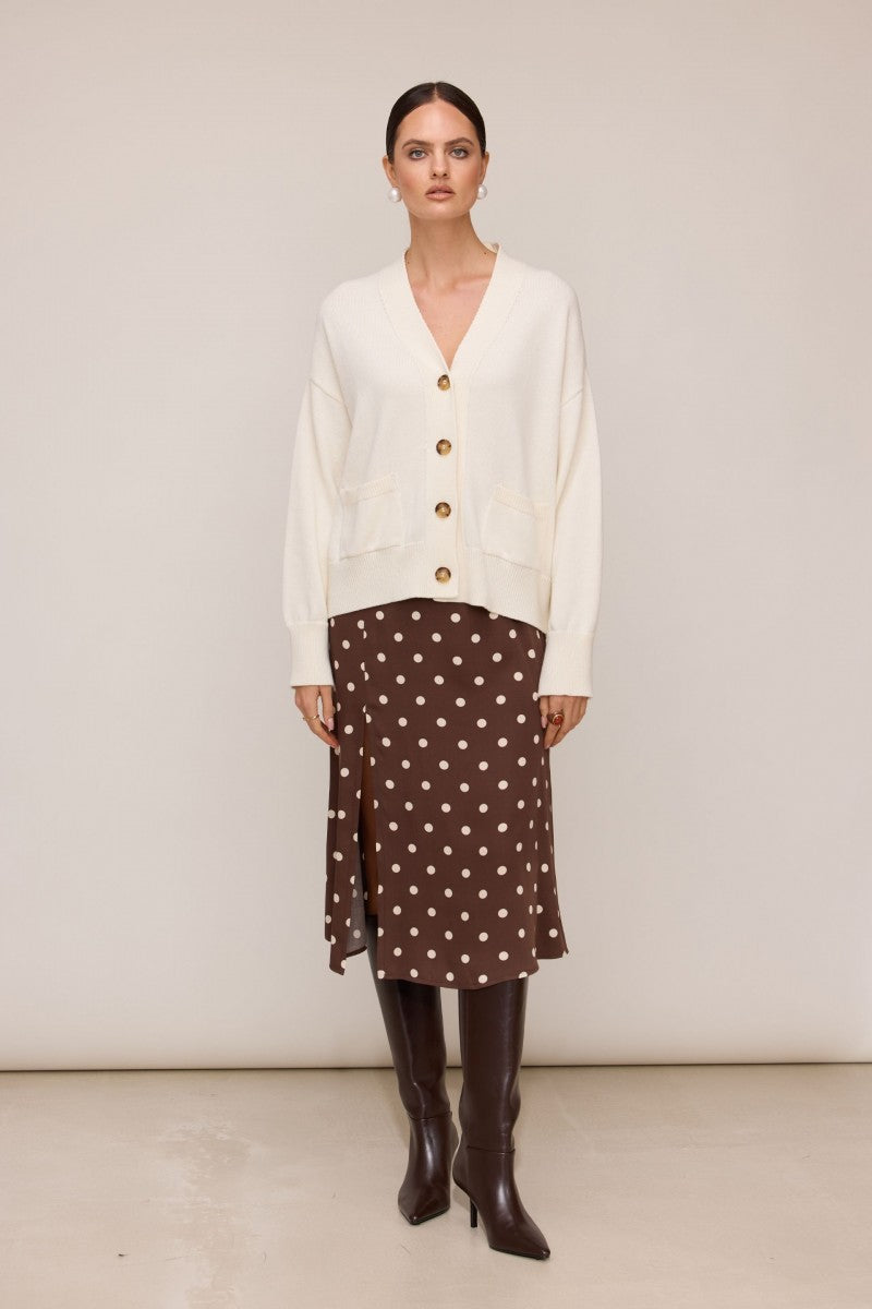 Kardigan z kieszeniami śmietankowa biel